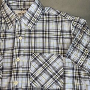Carhartt Men's‎ Shirt Blue Black Gray Plaid Rugged Outdoor Wear 100% Cotton Lg